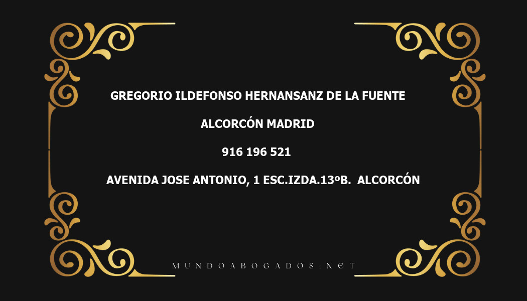 abogado Gregorio Ildefonso Hernansanz De La Fuente en la localidad de Alcorcón