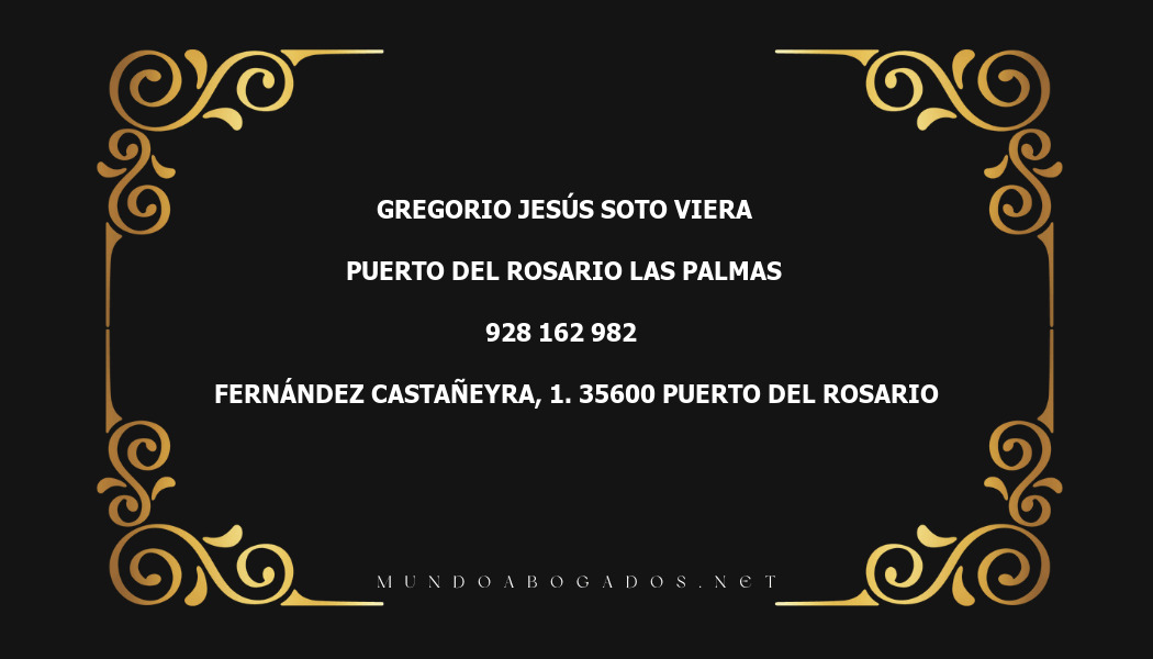 abogado Gregorio Jesús Soto Viera en la localidad de Puerto del Rosario