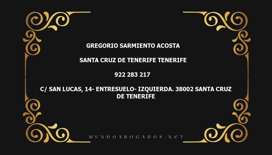 abogado Gregorio Sarmiento Acosta en la localidad de Santa Cruz de Tenerife