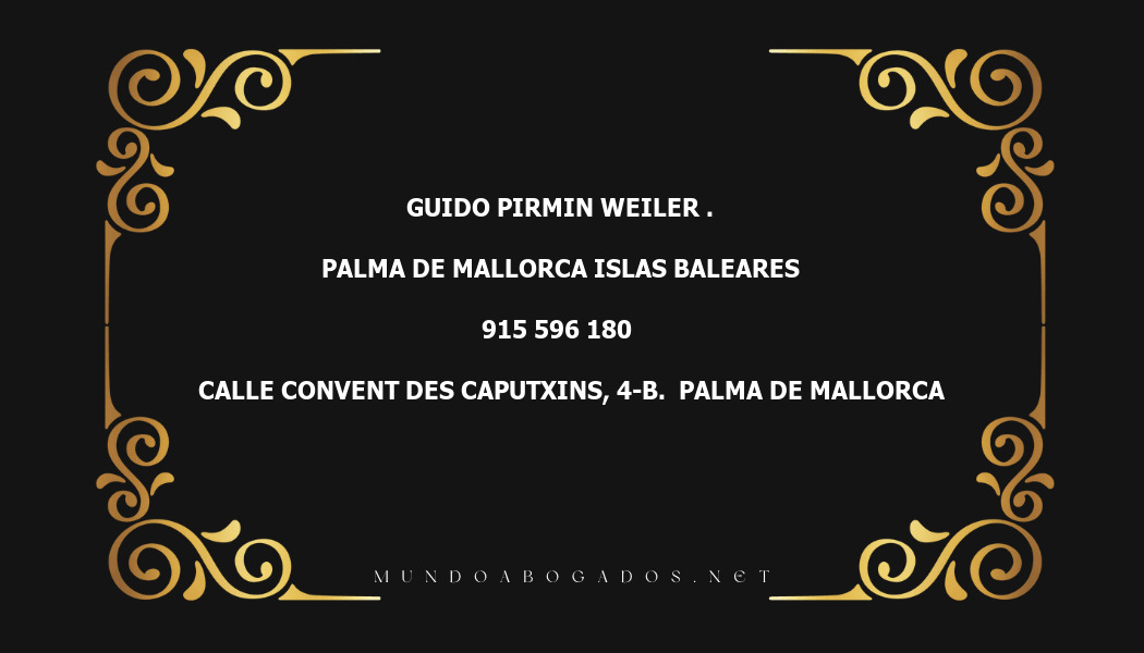 abogado Guido Pirmin Weiler . en la localidad de Palma de Mallorca