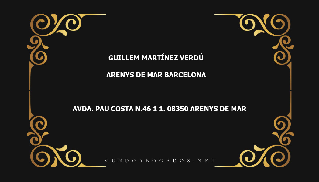 abogado Guillem Martínez Verdú en la localidad de Arenys de Mar