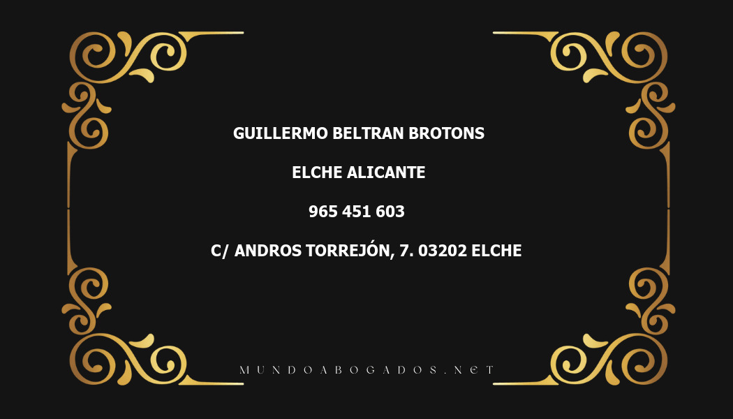 abogado Guillermo Beltran Brotons en la localidad de Elche