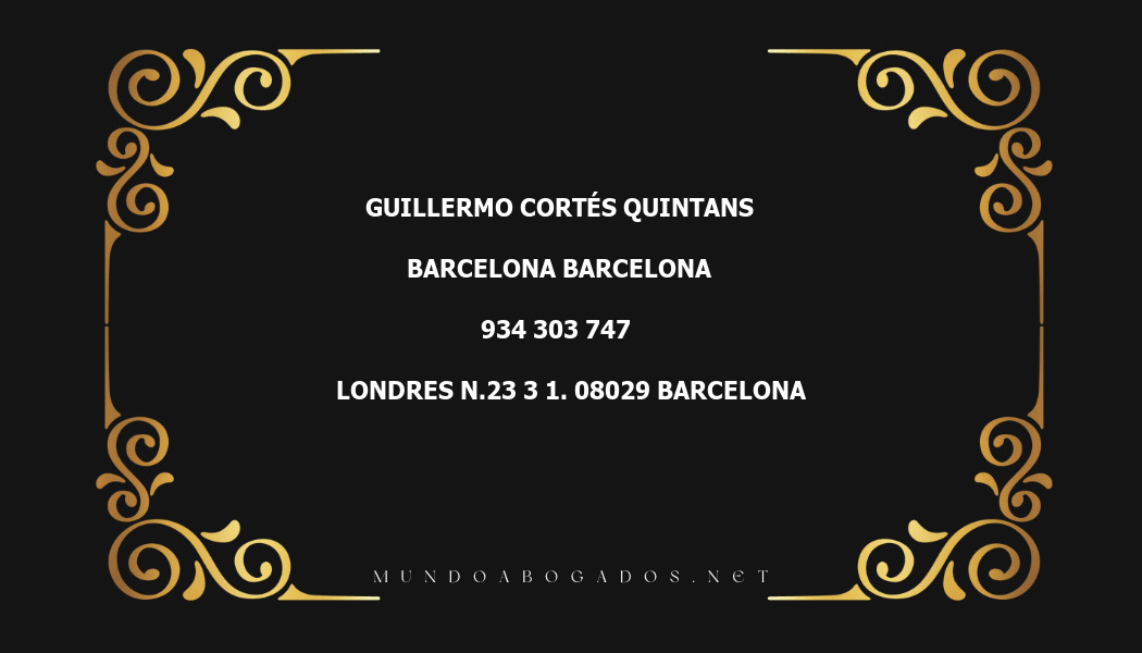 abogado Guillermo Cortés Quintans en la localidad de Barcelona