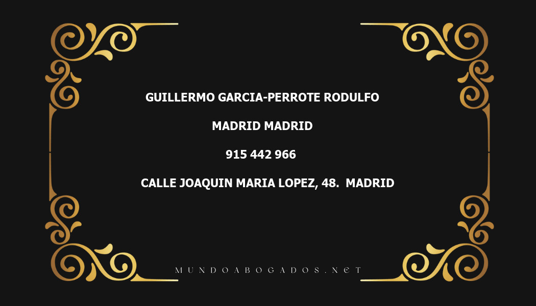 abogado Guillermo Garcia-Perrote Rodulfo en la localidad de Madrid