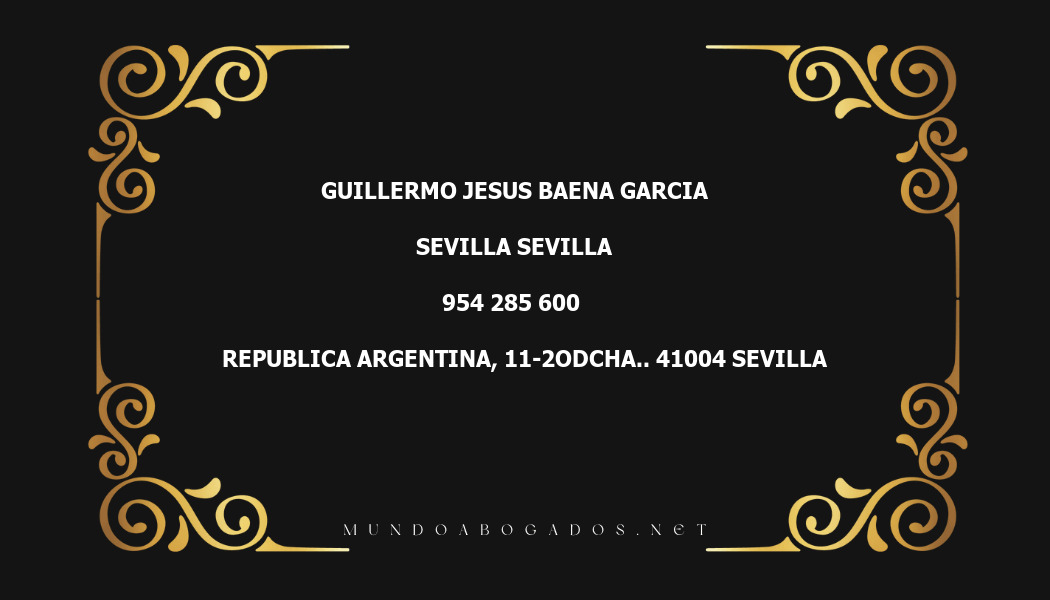 abogado Guillermo Jesus Baena Garcia en la localidad de Sevilla