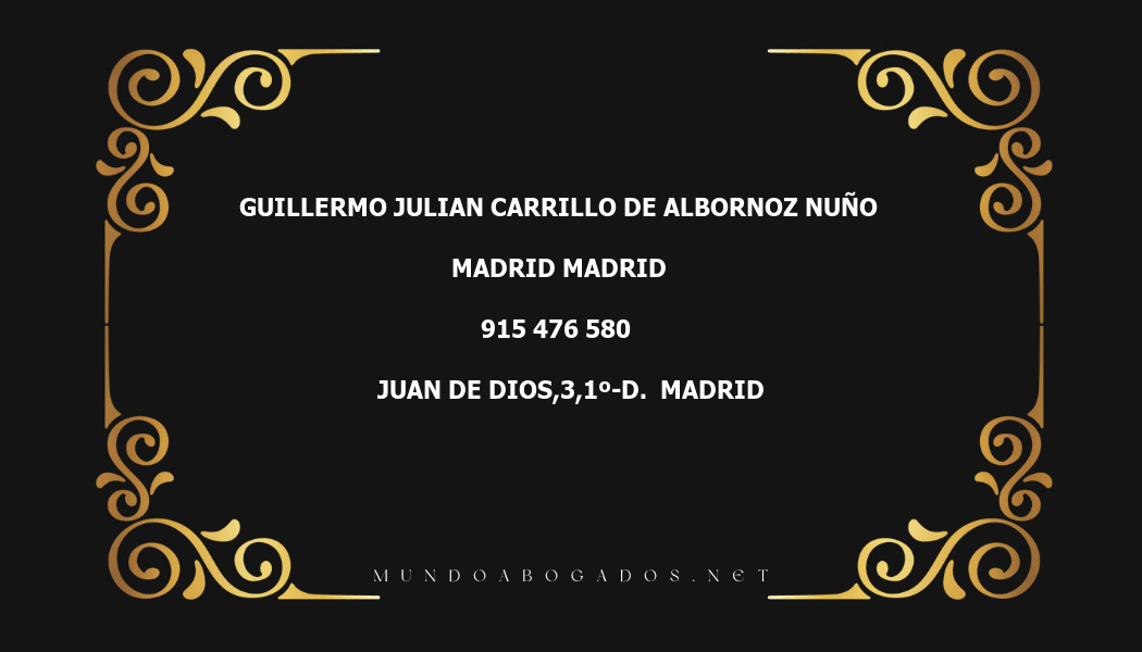 abogado Guillermo Julian Carrillo De Albornoz Nuño en la localidad de Madrid