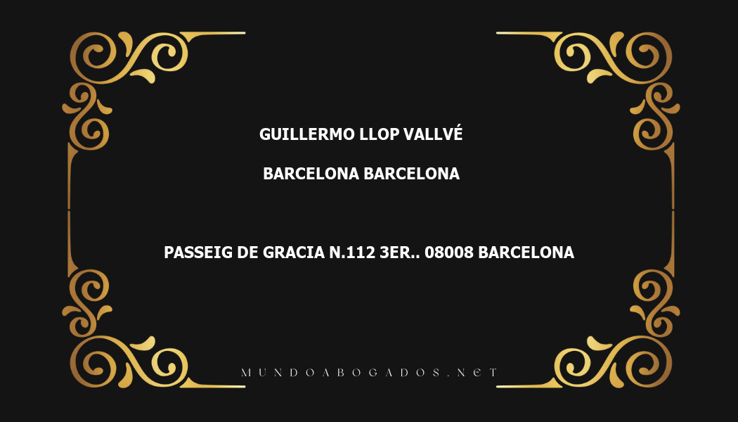 abogado Guillermo Llop Vallvé en la localidad de Barcelona