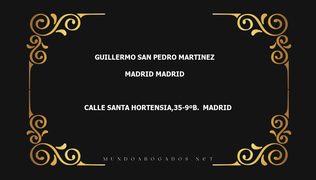 abogado Guillermo San Pedro Martinez en la localidad de Madrid