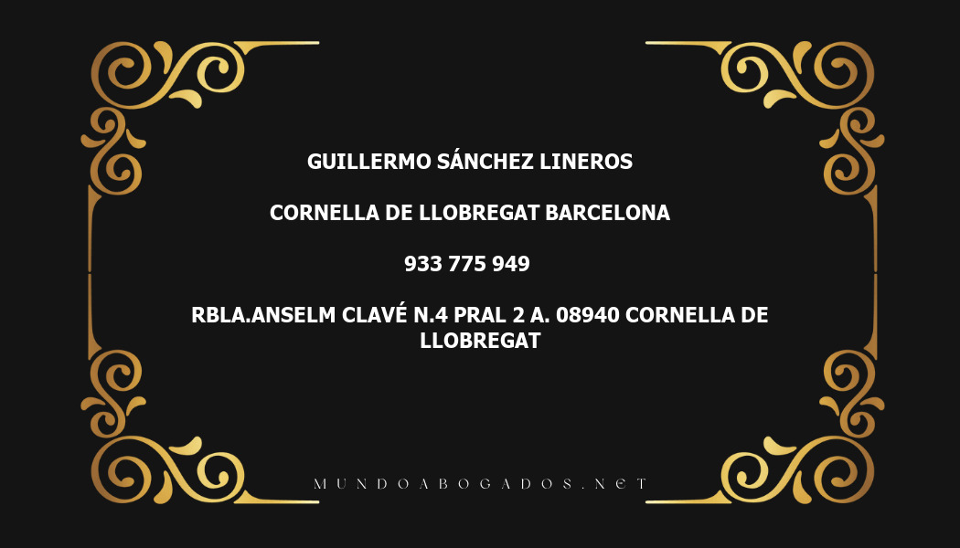 abogado Guillermo Sánchez Lineros en la localidad de Cornella de Llobregat