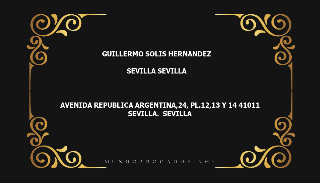 abogado Guillermo Solis Hernandez en la localidad de Sevilla