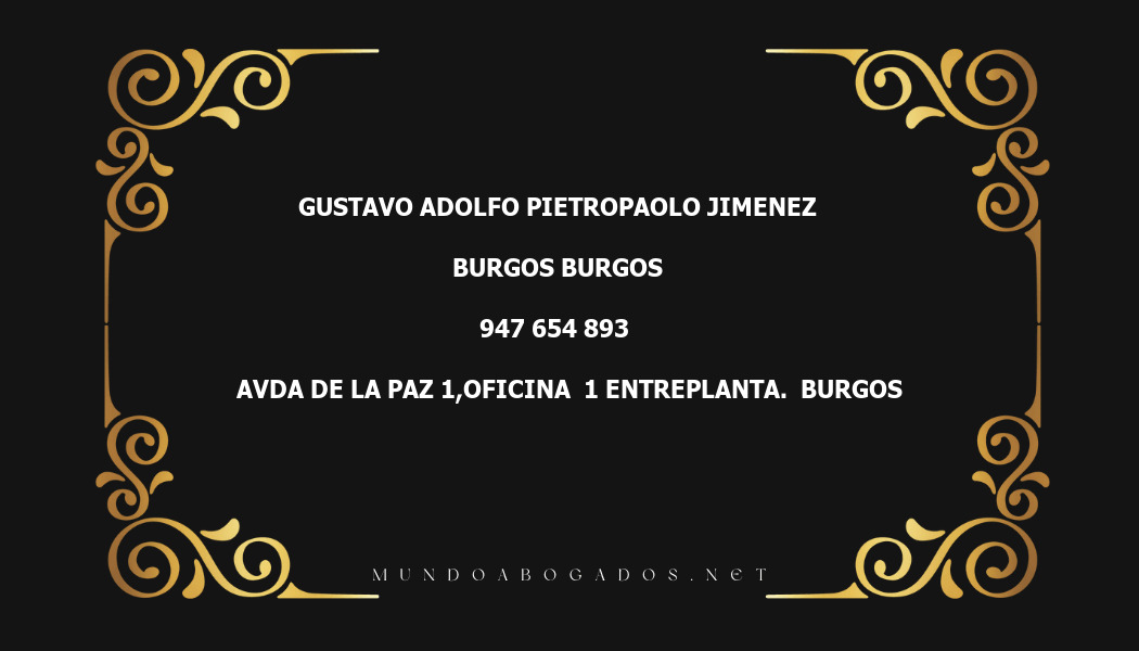 abogado Gustavo Adolfo Pietropaolo Jimenez en la localidad de Burgos