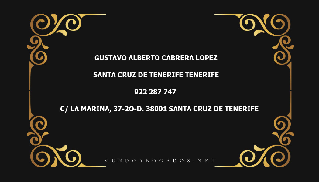 abogado Gustavo Alberto Cabrera Lopez en la localidad de Santa Cruz de Tenerife