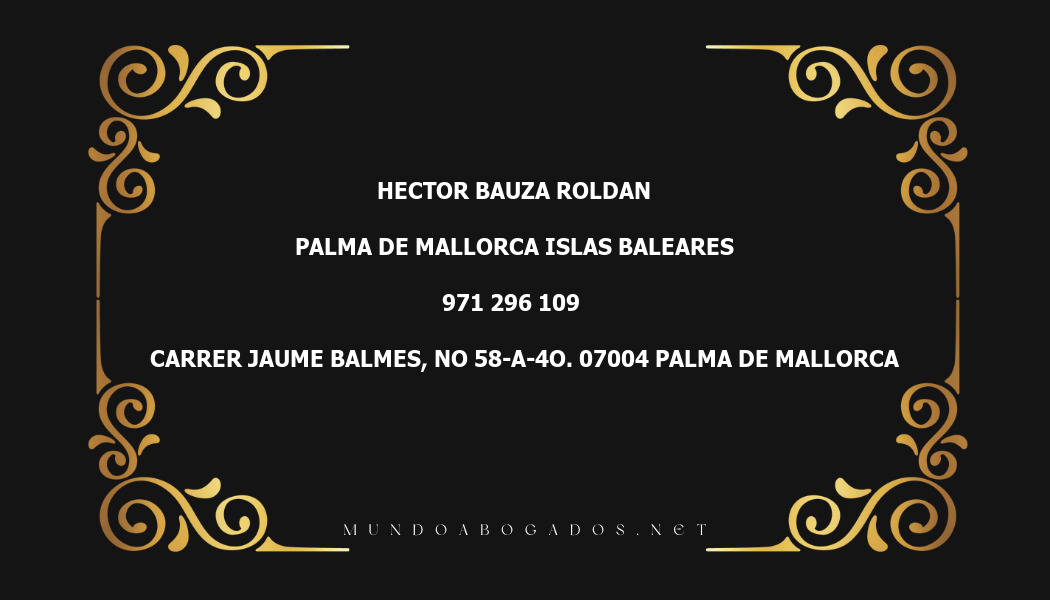 abogado Hector Bauza Roldan en la localidad de Palma de Mallorca