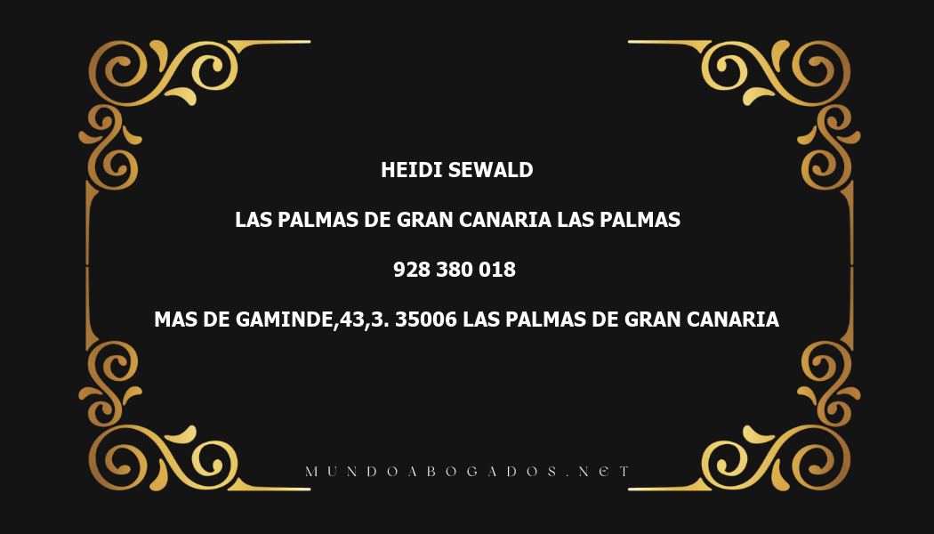 abogado Heidi Sewald en la localidad de Las Palmas de Gran Canaria