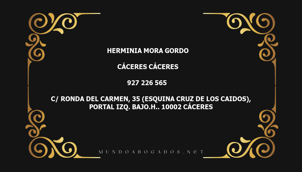 abogado Herminia Mora Gordo en la localidad de Cáceres