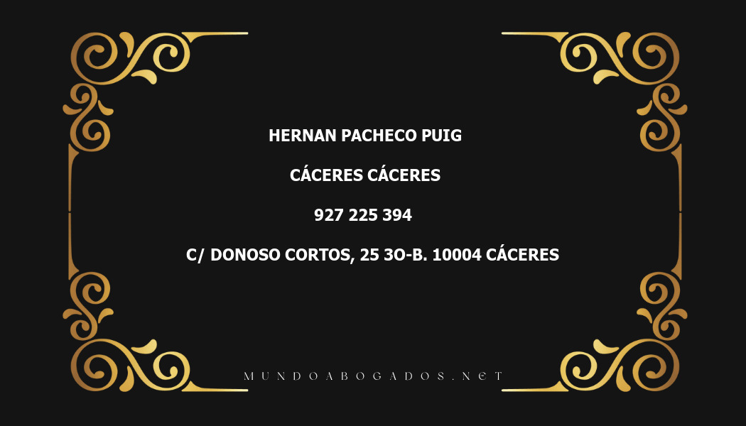 abogado Hernan Pacheco Puig en la localidad de Cáceres