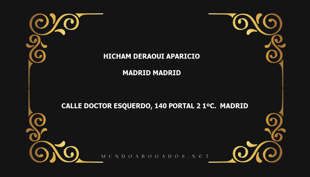 abogado Hicham Deraoui Aparicio en la localidad de Madrid