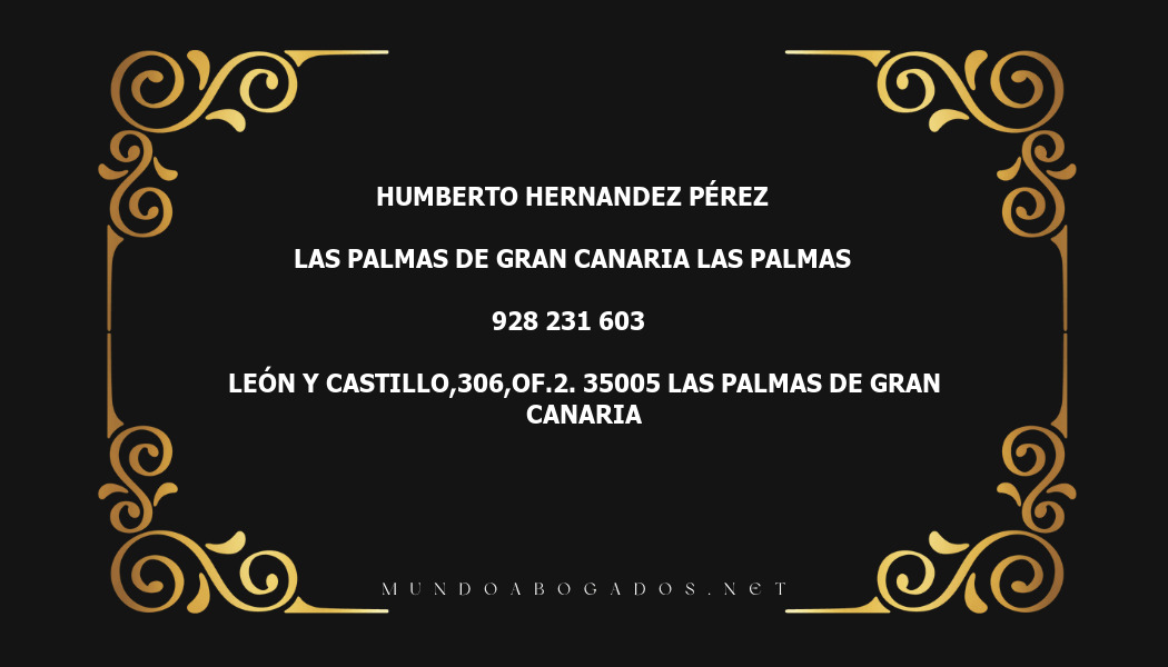 abogado Humberto Hernandez Pérez en la localidad de Las Palmas de Gran Canaria