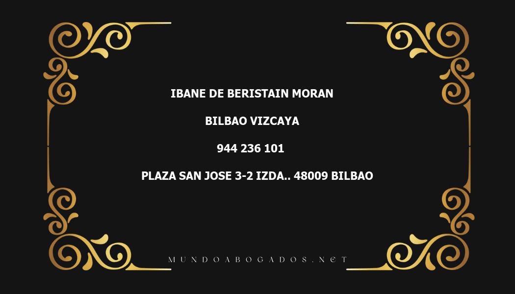 abogado Ibane De Beristain Moran en la localidad de Bilbao