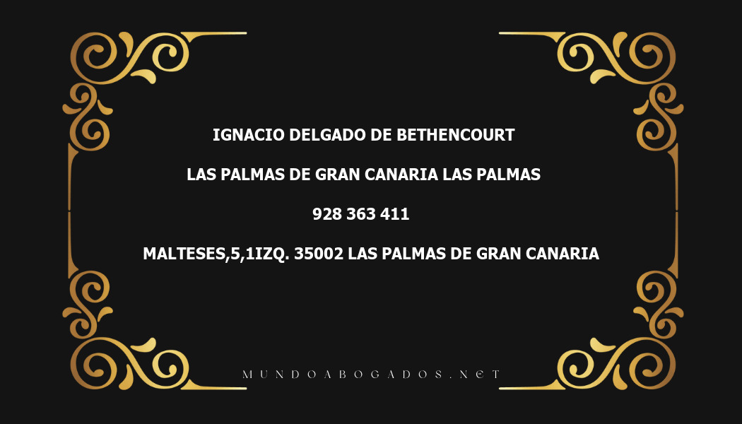 abogado Ignacio Delgado De Bethencourt en la localidad de Las Palmas de Gran Canaria