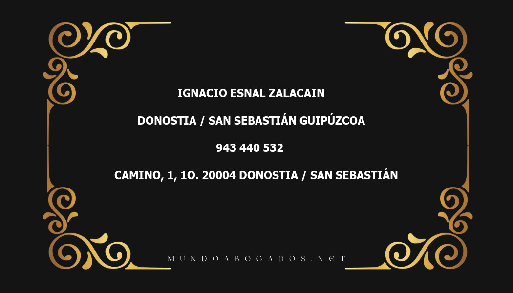 abogado Ignacio Esnal Zalacain en la localidad de Donostia / San Sebastián