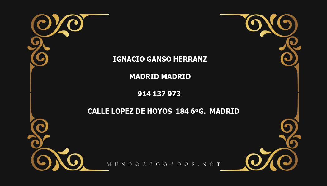 abogado Ignacio Ganso Herranz en la localidad de Madrid