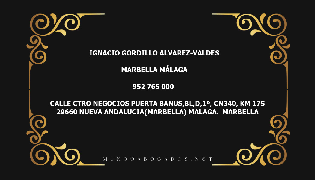 abogado Ignacio Gordillo Alvarez-Valdes en la localidad de Marbella