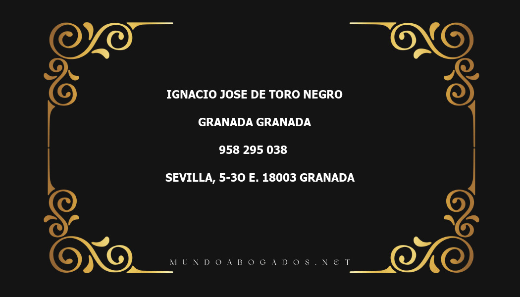 abogado Ignacio Jose De Toro Negro en la localidad de Granada