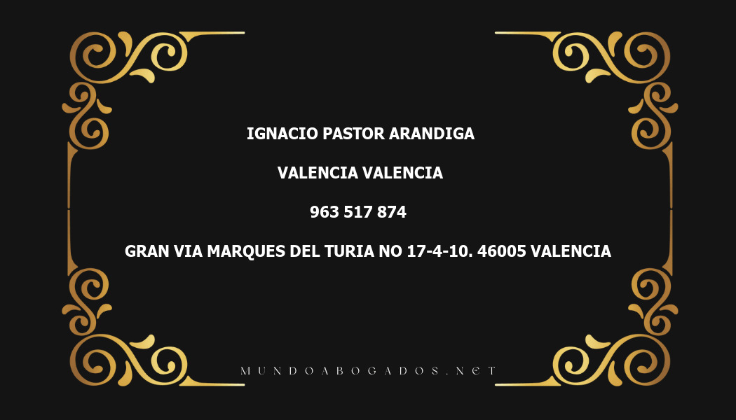 abogado Ignacio Pastor Arandiga en la localidad de Valencia