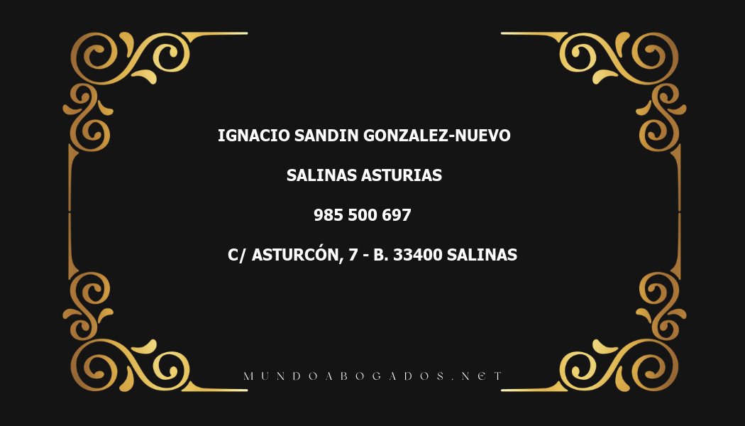 abogado Ignacio Sandin Gonzalez-Nuevo en la localidad de Salinas