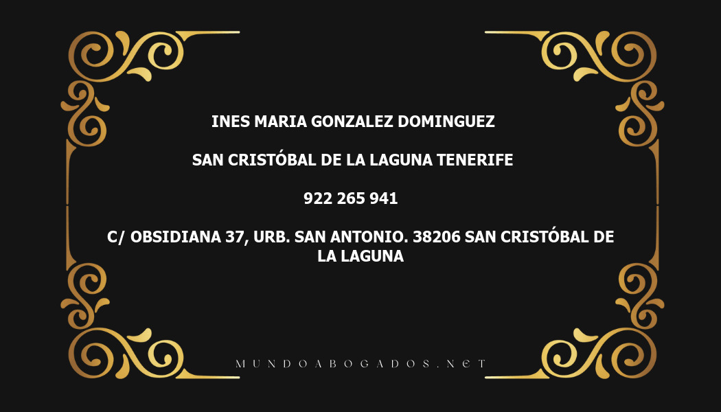 abogado Ines Maria Gonzalez Dominguez en la localidad de San Cristóbal de La Laguna