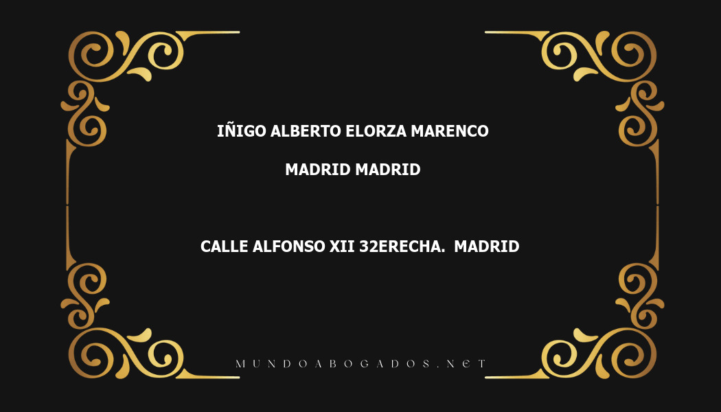 abogado Iñigo Alberto Elorza Marenco en la localidad de Madrid