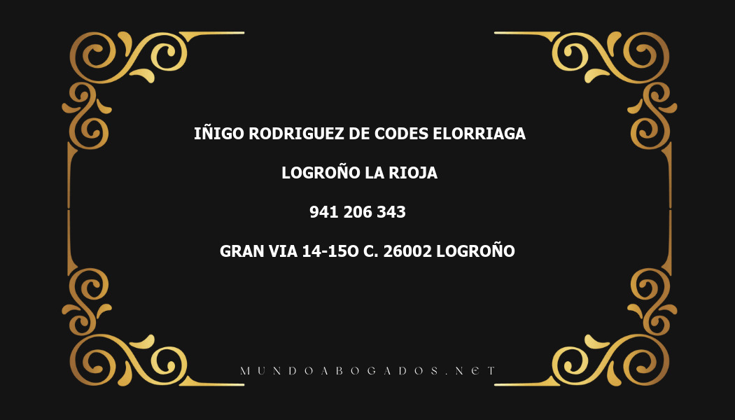 abogado Iñigo Rodriguez De Codes Elorriaga en la localidad de Logroño