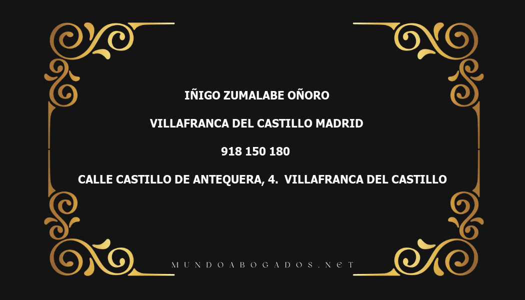 abogado Iñigo Zumalabe Oñoro en la localidad de Villafranca del Castillo