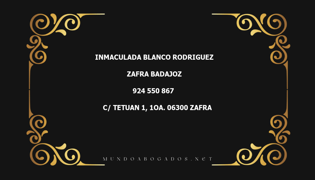 abogado Inmaculada Blanco Rodriguez en la localidad de Zafra