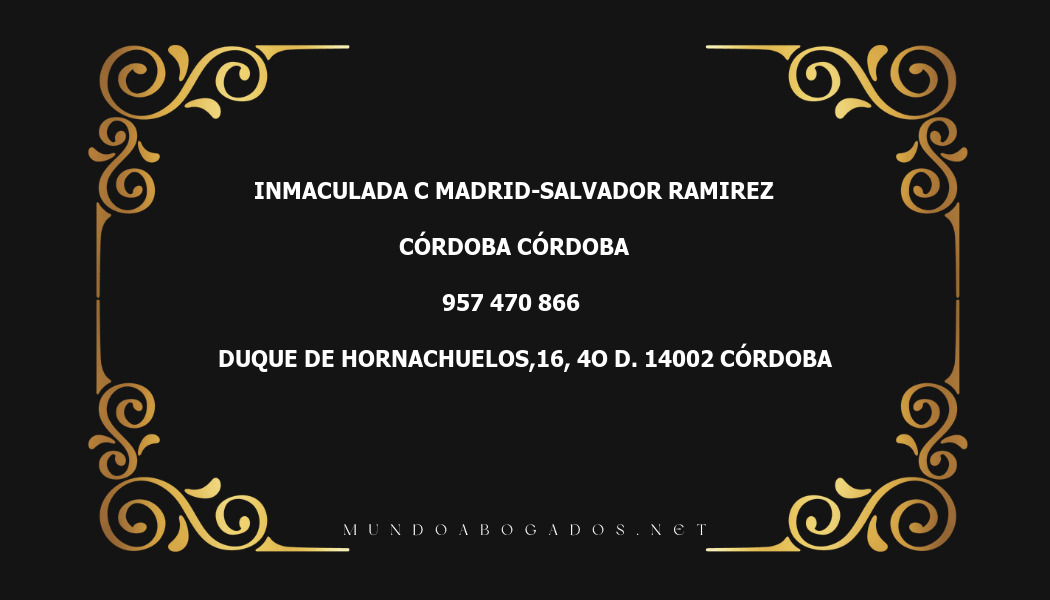 abogado Inmaculada C Madrid-Salvador Ramirez en la localidad de Córdoba