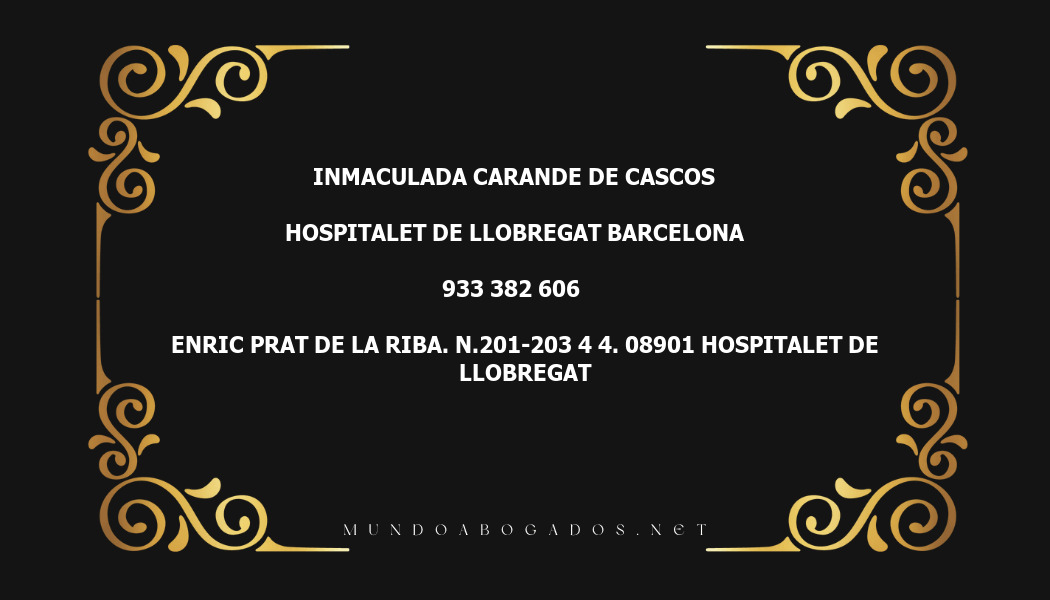 abogado Inmaculada Carande De Cascos en la localidad de Hospitalet de Llobregat