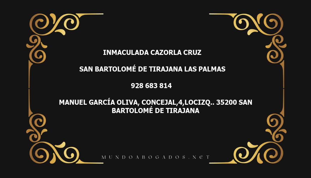 abogado Inmaculada Cazorla Cruz en la localidad de San Bartolomé de Tirajana