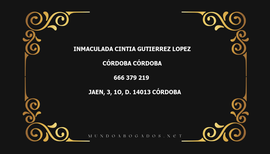 abogado Inmaculada Cintia Gutierrez Lopez en la localidad de Córdoba