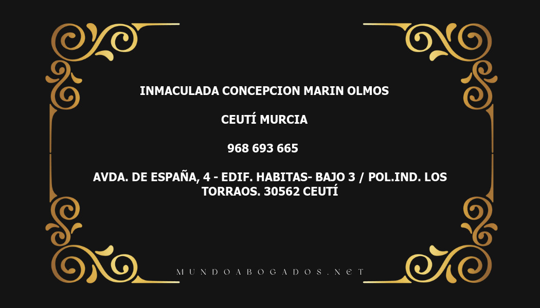 abogado Inmaculada Concepcion Marin Olmos en la localidad de Ceutí