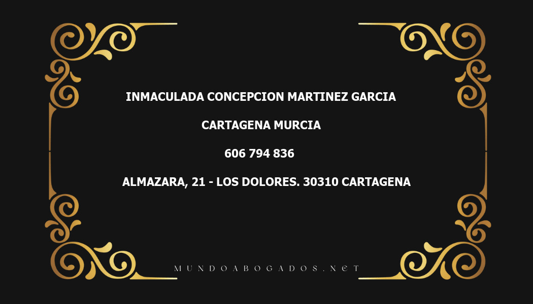 abogado Inmaculada Concepcion Martinez Garcia en la localidad de Cartagena