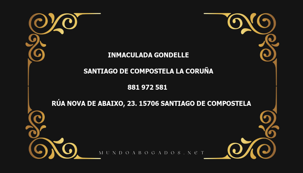 abogado Inmaculada Gondelle en la localidad de Santiago de Compostela