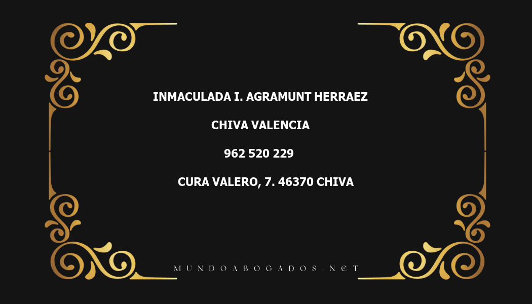 abogado Inmaculada I. Agramunt Herraez en la localidad de Chiva