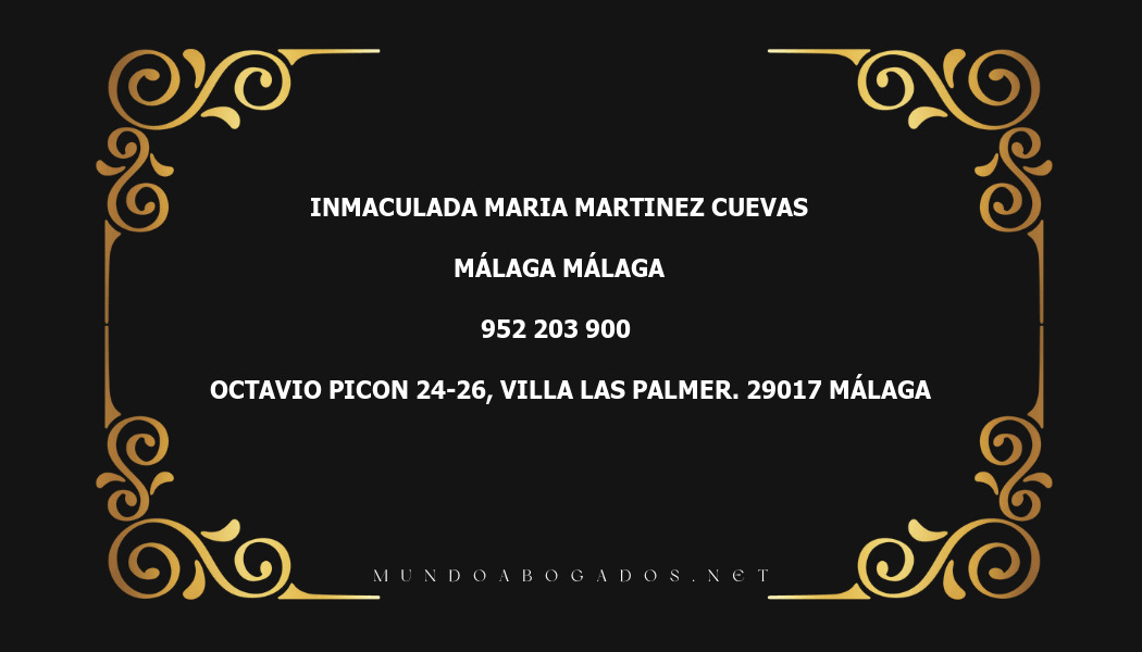 abogado Inmaculada Maria Martinez Cuevas en la localidad de Málaga