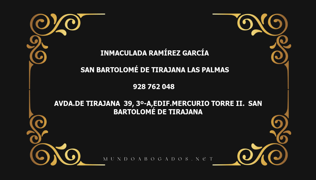 abogado Inmaculada Ramírez García en la localidad de San Bartolomé de Tirajana