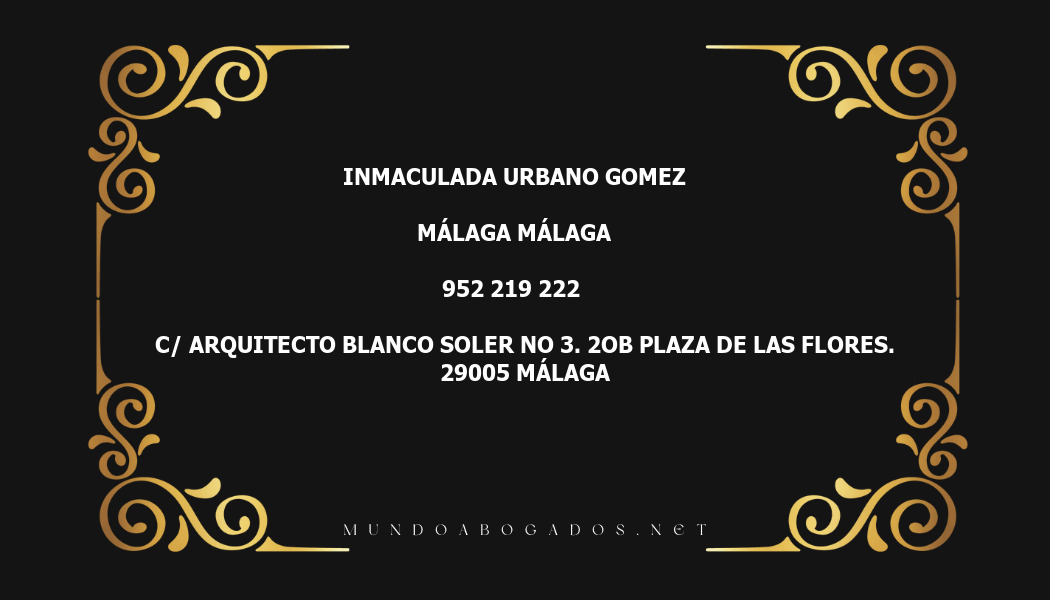 abogado Inmaculada Urbano Gomez en la localidad de Málaga