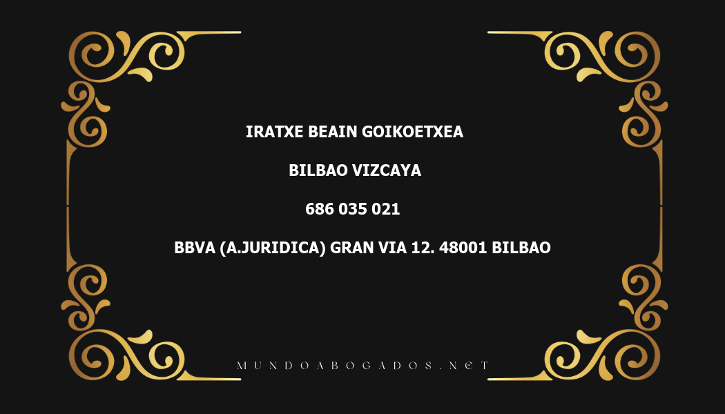 abogado Iratxe Beain Goikoetxea en la localidad de Bilbao