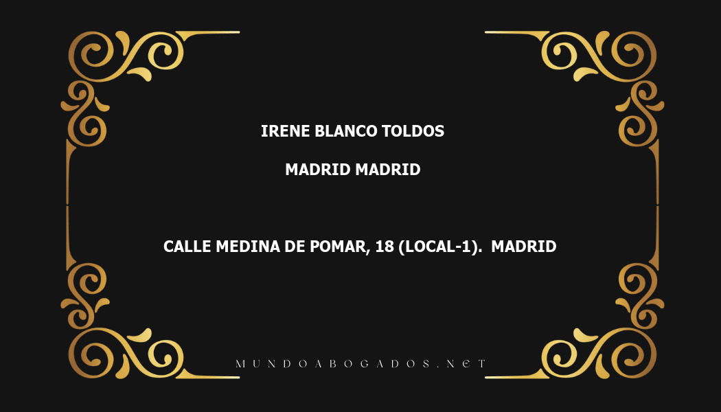 abogado Irene Blanco Toldos en la localidad de Madrid