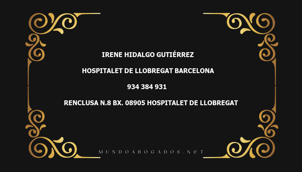 abogado Irene Hidalgo Gutiérrez en la localidad de Hospitalet de Llobregat