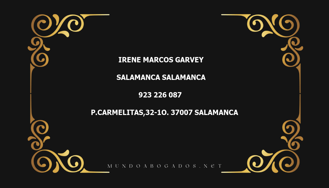 abogado Irene Marcos Garvey en la localidad de Salamanca